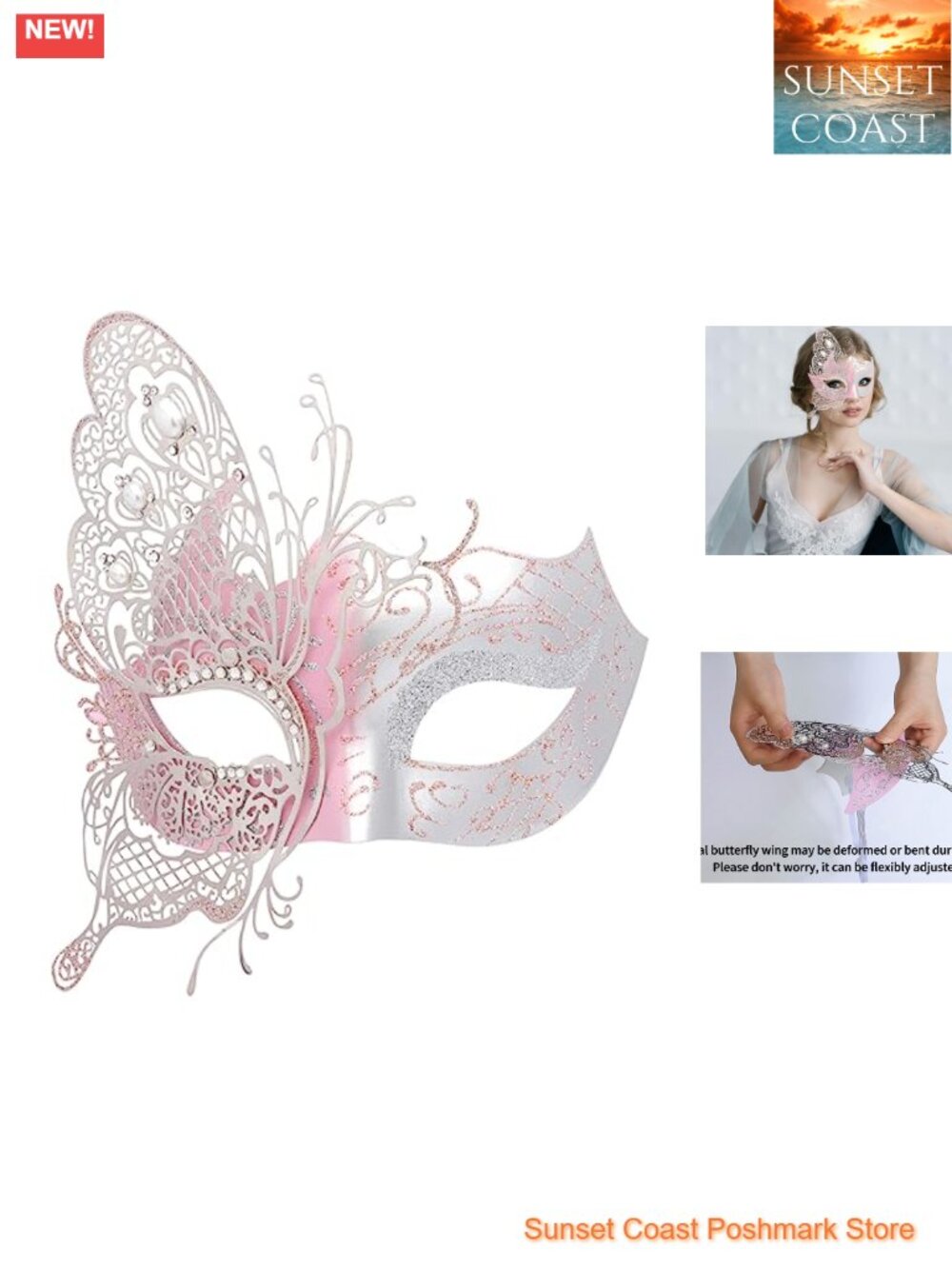 Venetian Butterfly Masquerade Mask Metal Laser Cut Costume Prom Ball